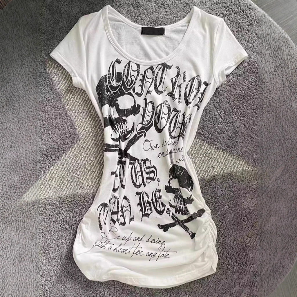 Tight waist rock short sleeved T-shirt