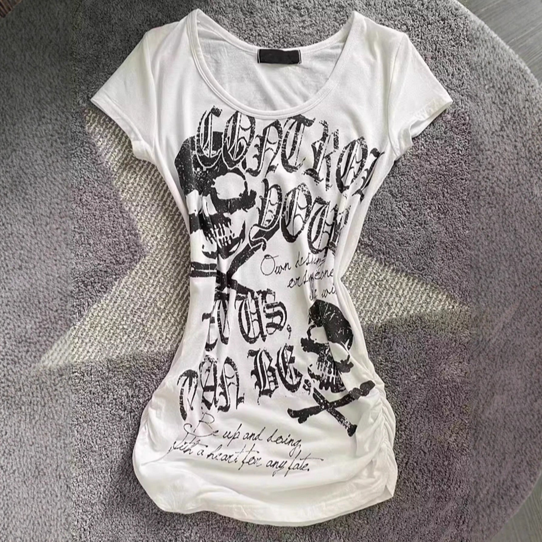 Tight waist rock short sleeved T-shirt