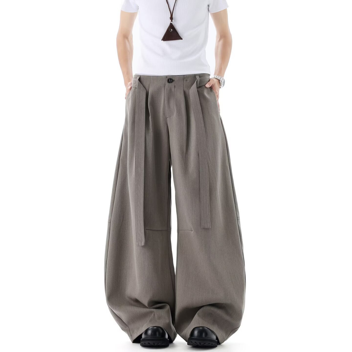 Commute Loose Drape Suit Pants, Slim Straight Leg Long Pants