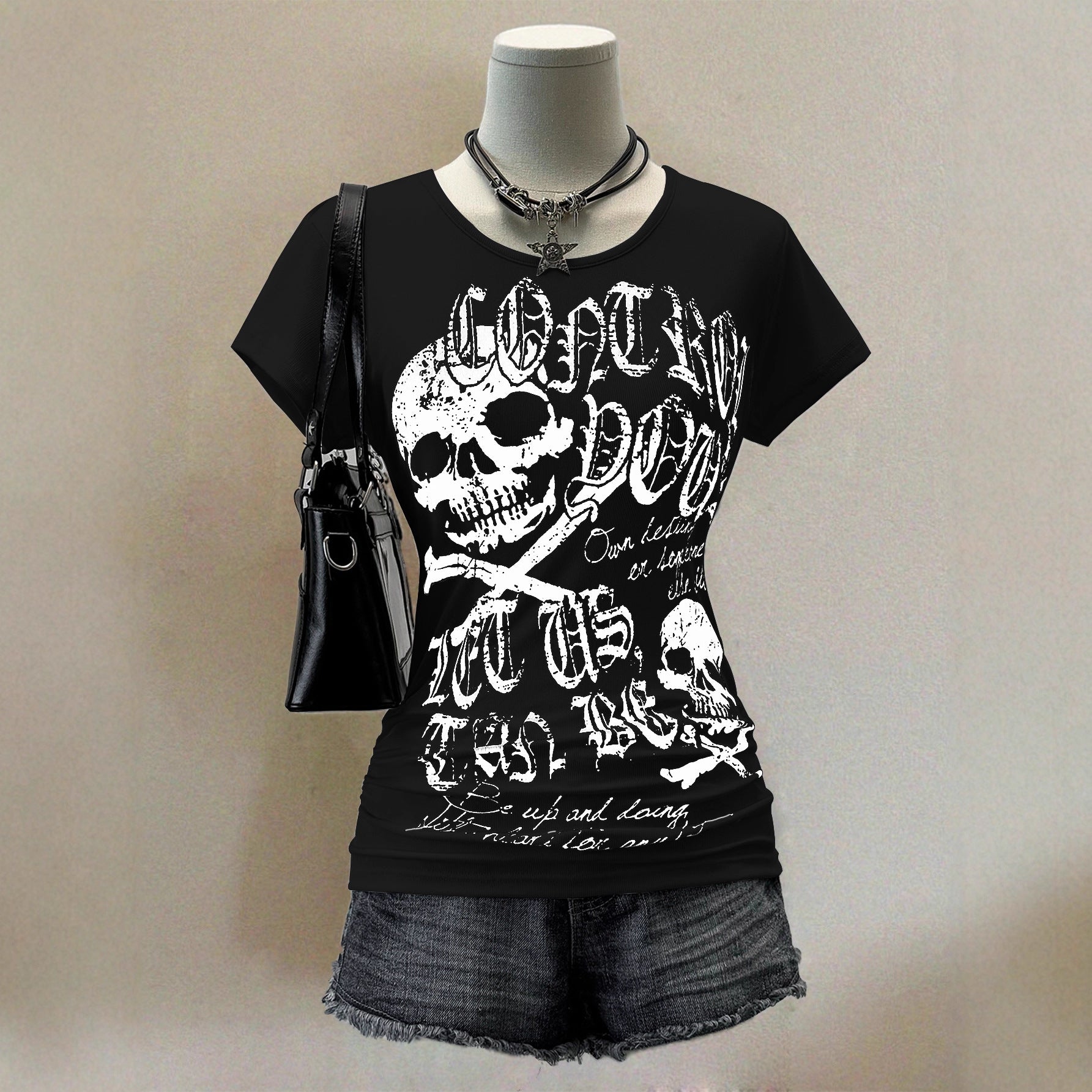Tight waist rock short sleeved T-shirt