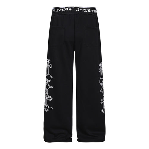 Cross printed casual pants